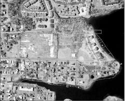       An aerial photo shows the outline of the proposed 21-acre Manahassett Creek Park in Long Branch. The project, which is being designed by D.W. Smith, of Lakewood, will include sports fields, a playground, a nature area and trail, bocce court and picnic area.  