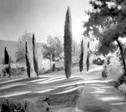 Left photo, &ldquo;Cypress Trees&rdquo; by Anthony Migliaccio. At right, &ldquo;Merry-Go-Round&rdquo; by Beverly Golembeski. Works by both artists can be seen at the June exhibit, &ldquo;Scenes in the Moment,&rdquo; at the Guild of Creative Art, Shrewsbury. 