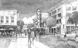 An artist&rsquo;s rendering of the future site of the arts district. 