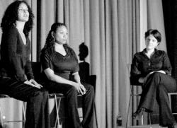 PHOTOSBY CHRIS KELLY staff Three actors, Kathy Vega of Newark, Antonio Marrero of New York, and Lina Sarrapochiello of Florida, grace the stage in "Yo Soy Latina."