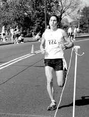 Kristen LaSasso of Dayton finishes ahead of the pack. 