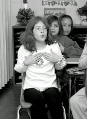JERRY WOLKOWITZ  Samantha Berdoff, 9, fourth grade, exhales during an exercise to determine lung capacity at a Great American Smokeout program Thursday at Frost School in East Brunswick. 