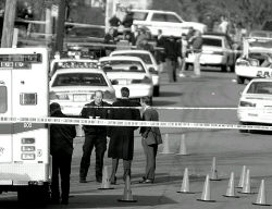 PHOTOS BY JEFF HUNTLEY  Police, emergency and borough officials swarmed William Street, South River, last week after a borough man allegedly went on a shooting spree, injuring the South River police chief, a lieutenant and two civilians. 