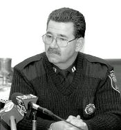 South River Police Capt. Michael Trojanowski speaks to reporters during a press conference in South River following a fatal shooting in town last week.  