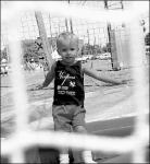 Thomas Shapter, 3, (above) enjoys his first try at a moon walk during the Helmetta Crab Tree Festival, held Saturday along Railroad Avenue.