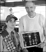 Nick Taubenslag of East Brunswick with Sal Mule, a resident of the New Jersey Veterans Memorial Home in Edison, during the Sept. 28 interview.