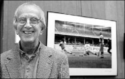 photos by Jerry Wolkowitz Above, Ken Rappoport of Old Bridge, a former photographer for The Associated Press, shot many of his prized photos during the last days of the Connie Mack Stadium in Philadelphia. His works, along with the artwork of his wife, Bernice, pictured below, are on display at the East Brunswick Library.