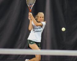 JEFF GRANIT staff East Brunswick High School's Stefani Balasa returns a shot in her first singles match against Millburn's Rachel Cantor during the Tournament of Champions final Oct. 29. Balasa went on to win, 6-1, 6-3. For the story, see page 47. 