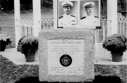 A monument at the newly named Cannon Brothers Park honors the memory of two brothers who served in three wars and once resided where the park is located. 