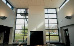 PHOTOS BY JEFF GRANIT staff Above: A gas fireplace and other features are designed to enhance the experience for users of the Monroe Township Public Library, which is nearing the end of a $7.5 million expansion and renovation project. Below: One of the rooms in the new children's area. Bottom: A new rotunda at the library is among the new features visible at the facility. 