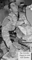 Left: U.S. Army Spec. Michael Gonzalez is pictured on an Army plane traveling from Kuwait to Iraq earlier this year. Above: His brother Troy and parents Ida and Pedro in front of their home in November. The family is honoring his memory by helping their community and starting the nonprofit organization Butterfly Circle of Friends. 