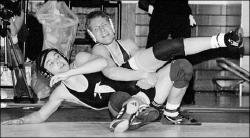 Chris Kelly Shore&rsquo;s Matt Mayer, 160 pounds, tries to put Monmouth Regional&rsquo;s Paul Procopio on his back during a dual meet last week at in West Long Branch.