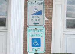  People in wheelchairs currently must go around to the rear entrance to access a ramp at Oceanport Borough Hall.  KENNY WALTER 