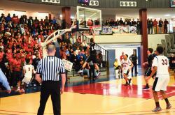  Rumson-Fair Haven Regional High School&rsquo;s Thomas Famulary goes up for two points during the Bulldogs&rsquo; semifinals win over Neptune High School in the Shore Conference Tournament on Feb. 25 at Brookdale Community College. Two nights later, Rumson-Fair Haven won it all, beating top-seeded Christian Brothers Academy in the finals at Monmouth University.  MATT DENTON 