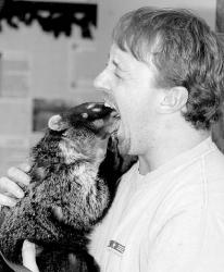 CHRIS KELLY staff Travis Gale shows off the skills of one of the unique mammals he presented Sunday at a demonstration at Poricy Park, Middletown.