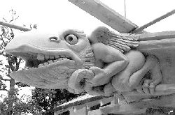 A gargoyle is one of the works created by stone carver Franco Minervini at the National Cathedral, Washington, D.C. 