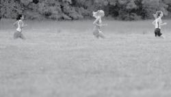 ERIC SUCAR staff Three runners glide through the course of the Sophomore Girls 5K race at the Battle of Monmouth Class Meet held Saturday at Battleground State Park in Manalapan. 