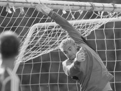 JEFF GRANIT staff Manalapan goalkeeper Jake Grinkevich clears the ball over the goal during his team's recent 2-2 game against Howell. 