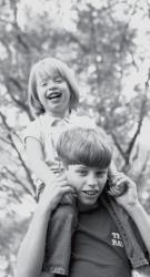 PHOTO COURTESY OF TLC Tara Hayes, 4, and Kevin Hayes, 12, have some fun in front of the TLC film crew. 