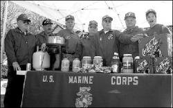 JERRY WOLKOWITZ Some of the members of the John Basilone Detachment of the Marine Corps League, which is preparing to bring loads of refreshments to workers at ground zero, include (from left) Jack Buckley of East Brunswick, Stan Szumel of Piscataway, Charlie Convery of East Brunswick, Michael Roth of Old Bridge, Ron Abline of East Brunswick, John Mandato of Edison, and John Wankmueller of East Brunswick.
